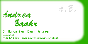 andrea baahr business card